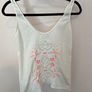 ZARA Embroidered White Tank Top